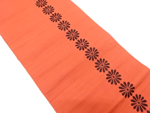 菊模様織り出し　名古屋帯